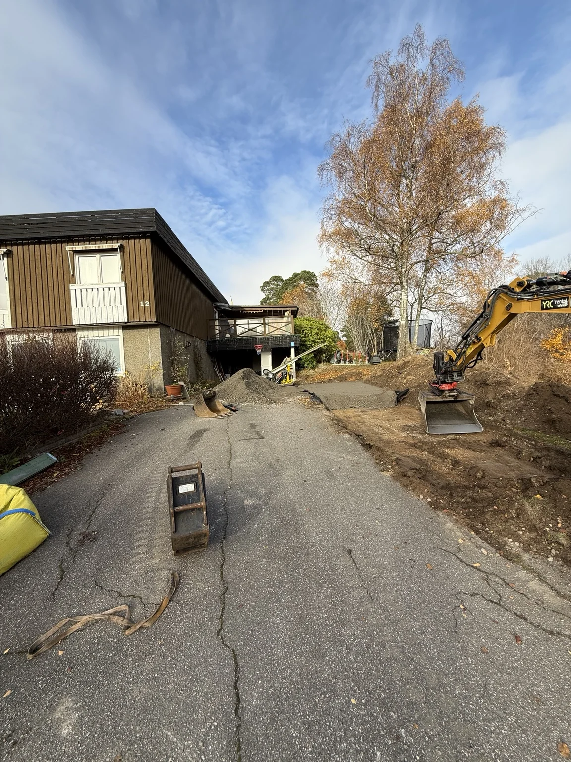 Översikt av uppfarten under markarbetet – Lugnet, under arbetet.